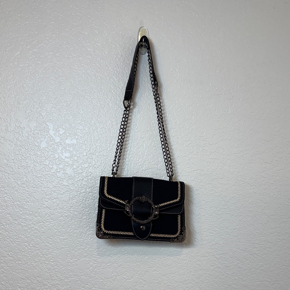Black Chain-strap Shoulder Bag with Accent Hardware